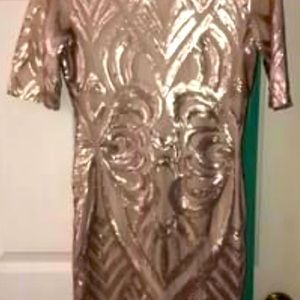 Gianni Bini rose gold sequence dress